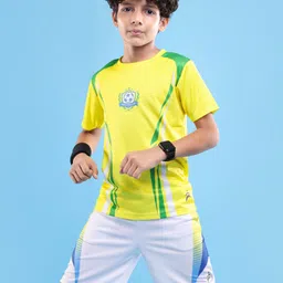 Pine Active Knitted Half Sleeve Brazil Football T-Shirt - Yellow-picture-18