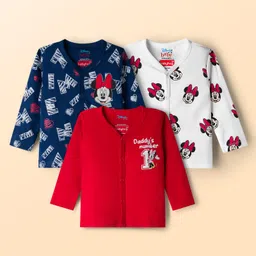 Babyhug Disney Interlock Knit Full Sleeves Jhablas With Minnie Mouse Print Pack Of 3 - Navy Blue Red & White-picture-48