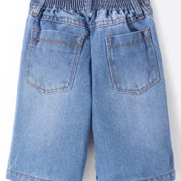 Little Kangaroos Above Knee Length Denim Shorts Solid Colour - Medium Blue image 2