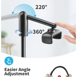 SAIJI Gooseneck Phone Holder for Bed, 360° Rotate Support Rod One-Hand Adjustable Cell Phone Holder Black image 2