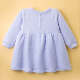 ToffyHouse Knitted Full Sleeves Frock With Bow Applique - Blue image 2