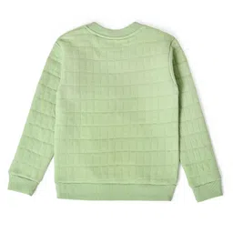 Mi Arcus Full Sleeves Fox Patch Detailed Quilted Sweatshirt & Pajama Set - Green image 4
