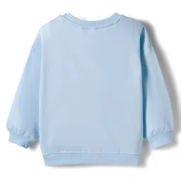 Bonfino 100% Cotton Knit French Terry Full Sleeves Oversized Sweatshirt with Leggings Set with Rainbow Text & Print - Blue & Navy Blue image 3