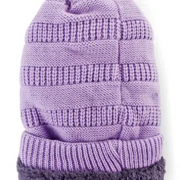 Pine Kids Knitted Solid Woollen Cap & Muffler Lilac - Diameter 18 cm image 3