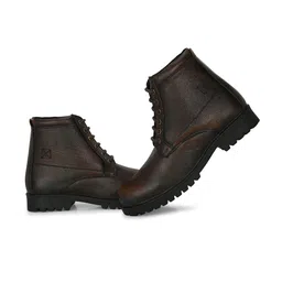 GALEX Men Textured Leather Lace Up Desert Boots image 3