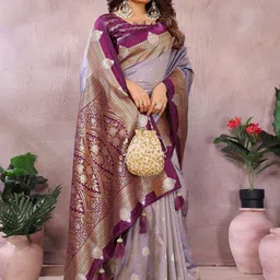 AG TEXTILE Woven Design Zari Art Silk Handloom Bandhani Saree image 3