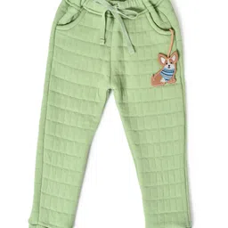 Mi Arcus Full Sleeves Fox Patch Detailed Quilted Sweatshirt & Pajama Set - Green image 5