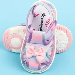 Cute Walk by Babyhug Velcro Closure Sandal with Bow Applique - Multicolor image 5