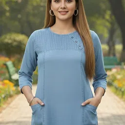 SK Creation Thread Work Denim Thread Work Kurti image 2