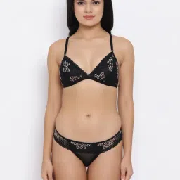 Clovia Black Lace Bralette With Bikini Panty-image-33
