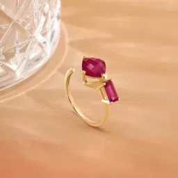 Mia by Tanishq Serenade 14k Ruby Finger Ring-image-9