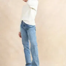 RAREISM Off White Nylon Solid Long Sleeves Sweater image 5