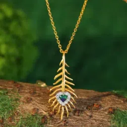 Candere by Kalyan Jewellers Peacock 14k (585) BIS Hallmark Yellow Gold and Diamond Pendant For Women-picture-10