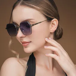 IDOR Full Rim UV Protected Square Sunglasses IDOR-2577-GRY image 2