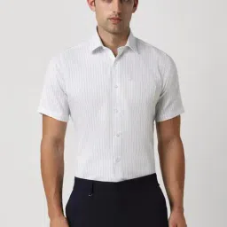 Van Heusen White Cotton Regular Fit Striped Shirt-picture-28