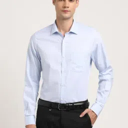 Turtle Light Blue Cotton Slim Fit Dobby Shirt-picture-22