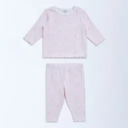 HOP Baby by Westside Light Pink Cotton-Blend T-Shirt with Pants Set-picture-10