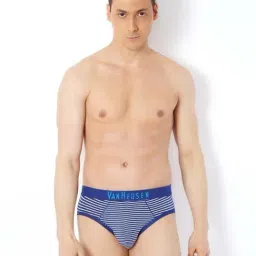 van heusen Vh Innerwear Blue Cotton Regular Fit Striped Briefs-picture-40