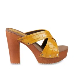 Catwalk Women's Yellow Cross Strap Sandals image 1