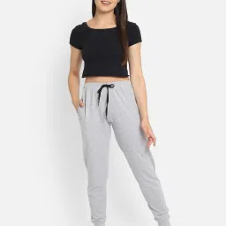 Clovia Light Grey Textured Joggers image 4