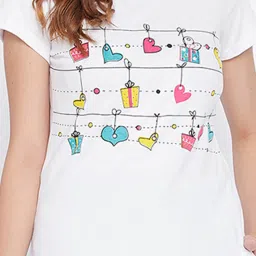 Clovia White & Blue Printed T-Shirt With Pants image 5