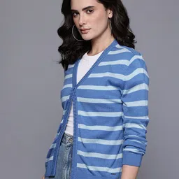 Allen Solly Woman Acrylic Striped Cardigan image 4