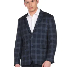 Arrow Navy Full Sleeves Notched Lapel Blazer image 1