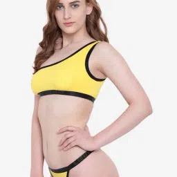 La Intimo Yellow Solid Beach Pop Bikini Bra & Panty image 3