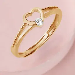 Zavya 925 Silver Heartfelt Love Gold-Plated Adjustable Ring with Cubic Zirconia for Women-image-76