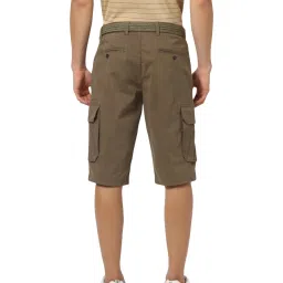 Celio Brown Cotton Straight Fit Cargo Shorts image 2