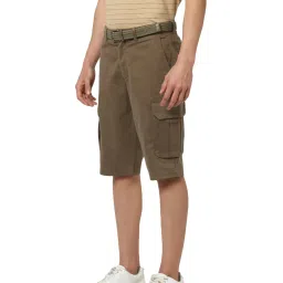Celio Brown Cotton Straight Fit Cargo Shorts image 3