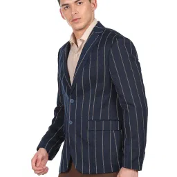 Arrow Navy Full Sleeves Notched Lapel Blazer image 3