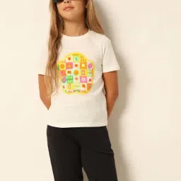 VERO MODA GIRL White Cotton Printed T-Shirt-image-10