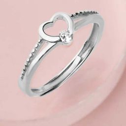 Zavya 925 Silver Eternal Love Rhodium Plated Heart Adjustable Ring for Women-picture-42