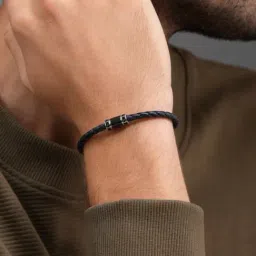 Police Blue Carbon Slim Braided Casual Bracelet-image-62