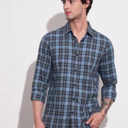 Being Human Blue Slim Fit Checks Shirt-picture-36
