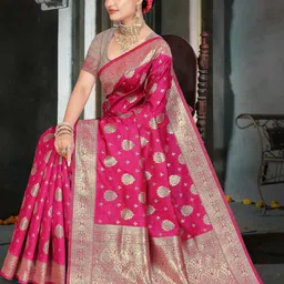 KCPC BANDHANI Women Pink Bandhani Saree image 2