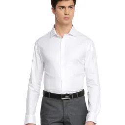 Celio White Cotton Slim Fit Self Pattern Shirt image 1