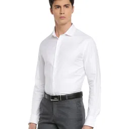 Celio White Cotton Slim Fit Self Pattern Shirt image 3