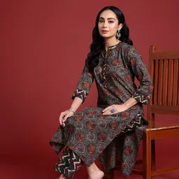 Anouk Women Ethnic Motifs Printed Regular Pure Cotton Kurta with Trousers-image-67