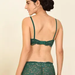 AROUSY Green & Pink Self Pattern Bra Panty Set - Pack Of 3 image 2