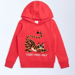 HOP Kids by Westside Red Animal Applique Cotton-Blend Hoodie-image-6