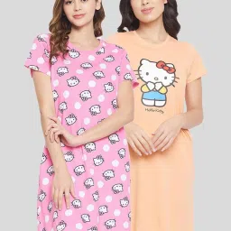 Clovia Multicolor Printed Night Dress (Pack of 2) image 1