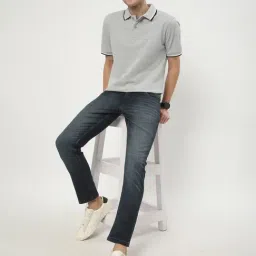 R&B Grey Slim Fit Polo T-Shirt image 5