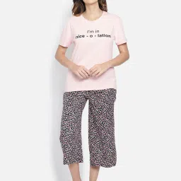Clovia Baby Pink Graphic Print T-Shirt image 4