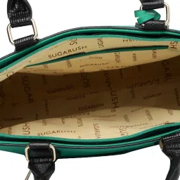 Sugarush Primrose Green & Black Color Block Large Tote Handbag image 4