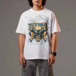 OUTLAWS Men Graphic Printed Short Sleeves Oversized T-shirt image 4