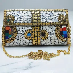 GAURJIA Embellished Box Clutch With Shoulder Strap-picture-35