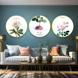 The Castle Decor White & Pink 3 Pieces Flowers Sparkle Wooden Wall Art-image-77
