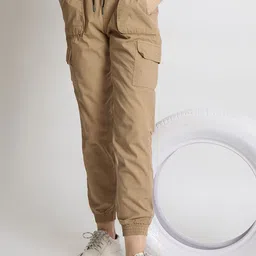The Roadster Lifestyle Co Women Pure Cotton Regular Fit Cargo Joggers Trousers-image-73